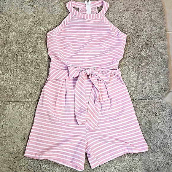 Pink Striped Jumpsuit - Picture 2 of 6